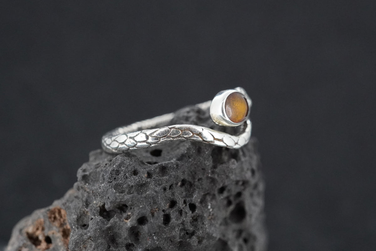 Amber Sterling Silver Serpent Ring image 2