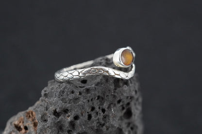Amber Sterling Silver Serpent Ring image 2