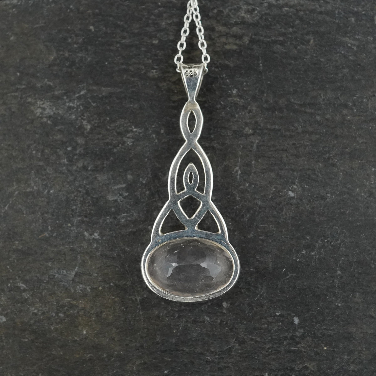 Rose Quartz Sterling Silver Celtic Knot Pendant image 4