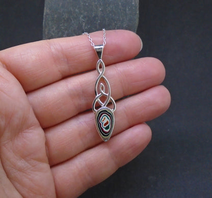 Fordite Sterling Silver Celtic Pendant image 1