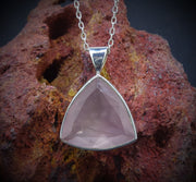 Faceted Rose Quartz Sterling Silver Pendant image 0