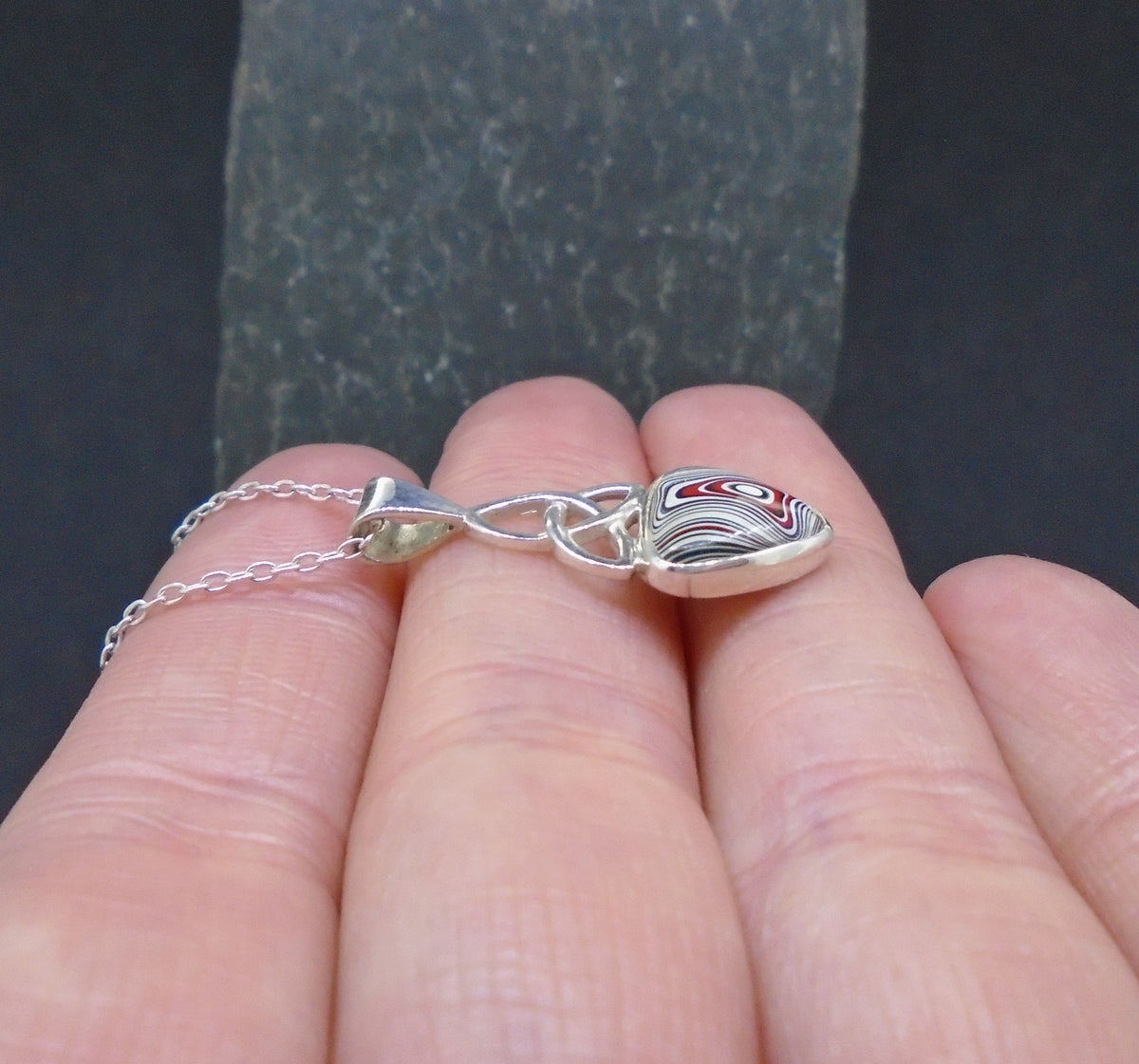 Fordite Sterling Silver Celtic Pendant image 4