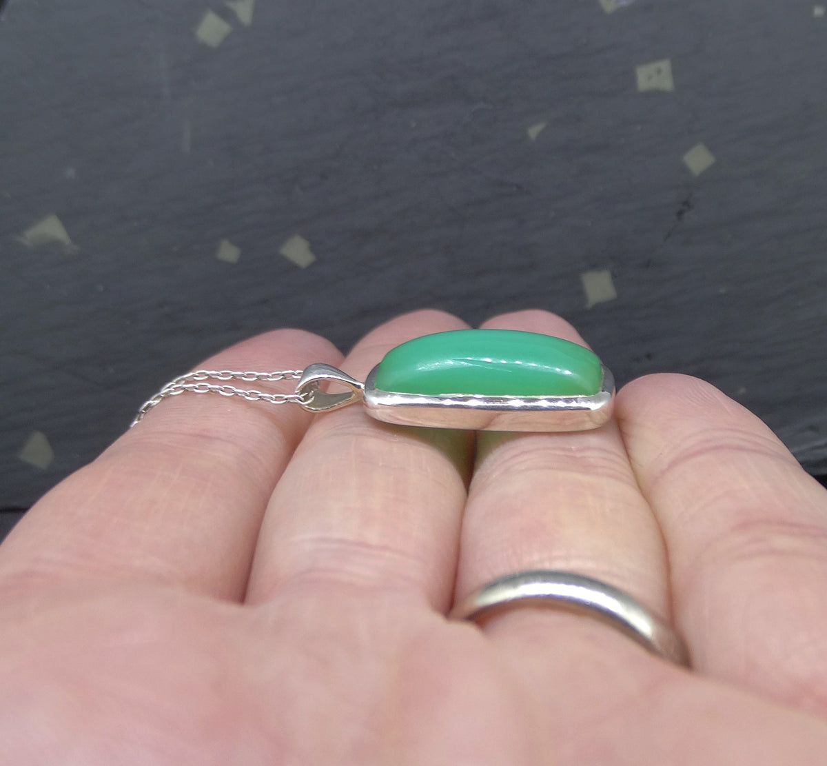 Jelly Chrysoprase Sterling Silver Pendant image 4