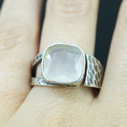 Scottish Chalcedony Hammered Effect Sterling Silver Ring image 1