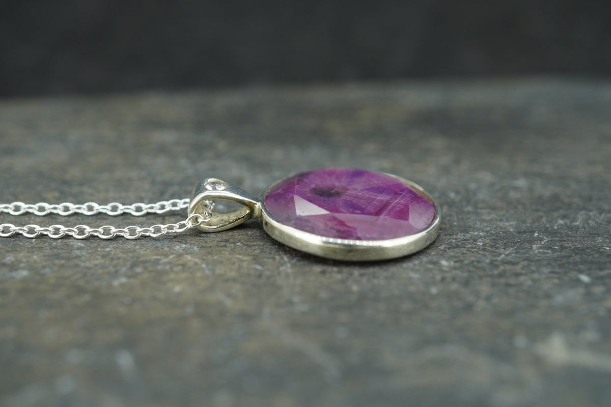 Trapiche Ruby & Diamond Sterling Silver Pendant image 3