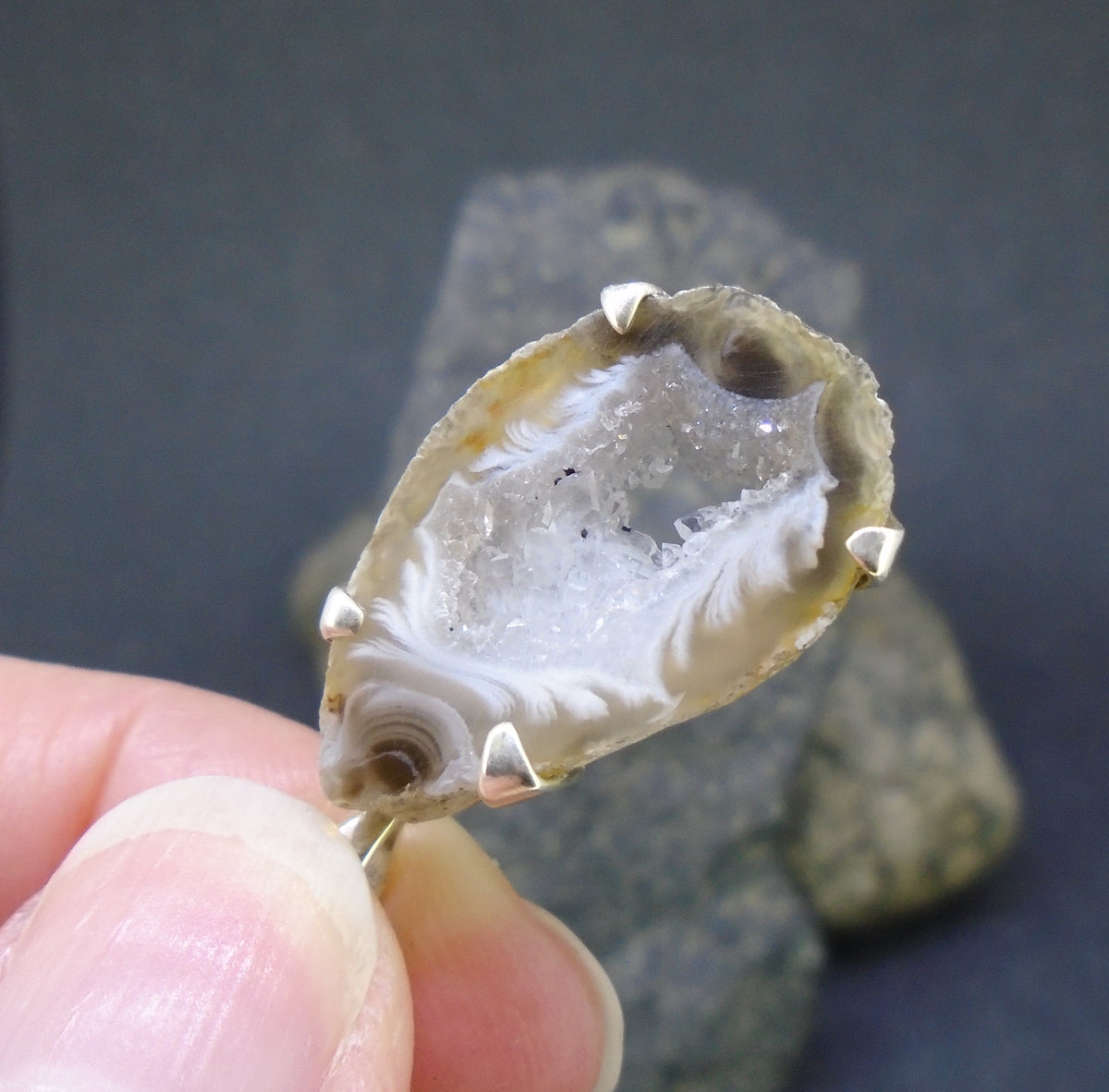 Botswana 'Druzy' Agate Sterling Silver Pendant image 5