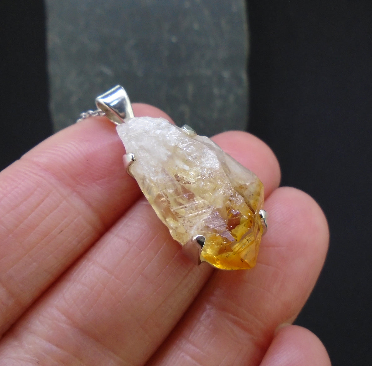 Rough Citrine Sterling Silver Pendant image 2