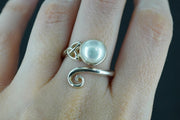 Pearl Sterling Silver Celtic Ring image 1