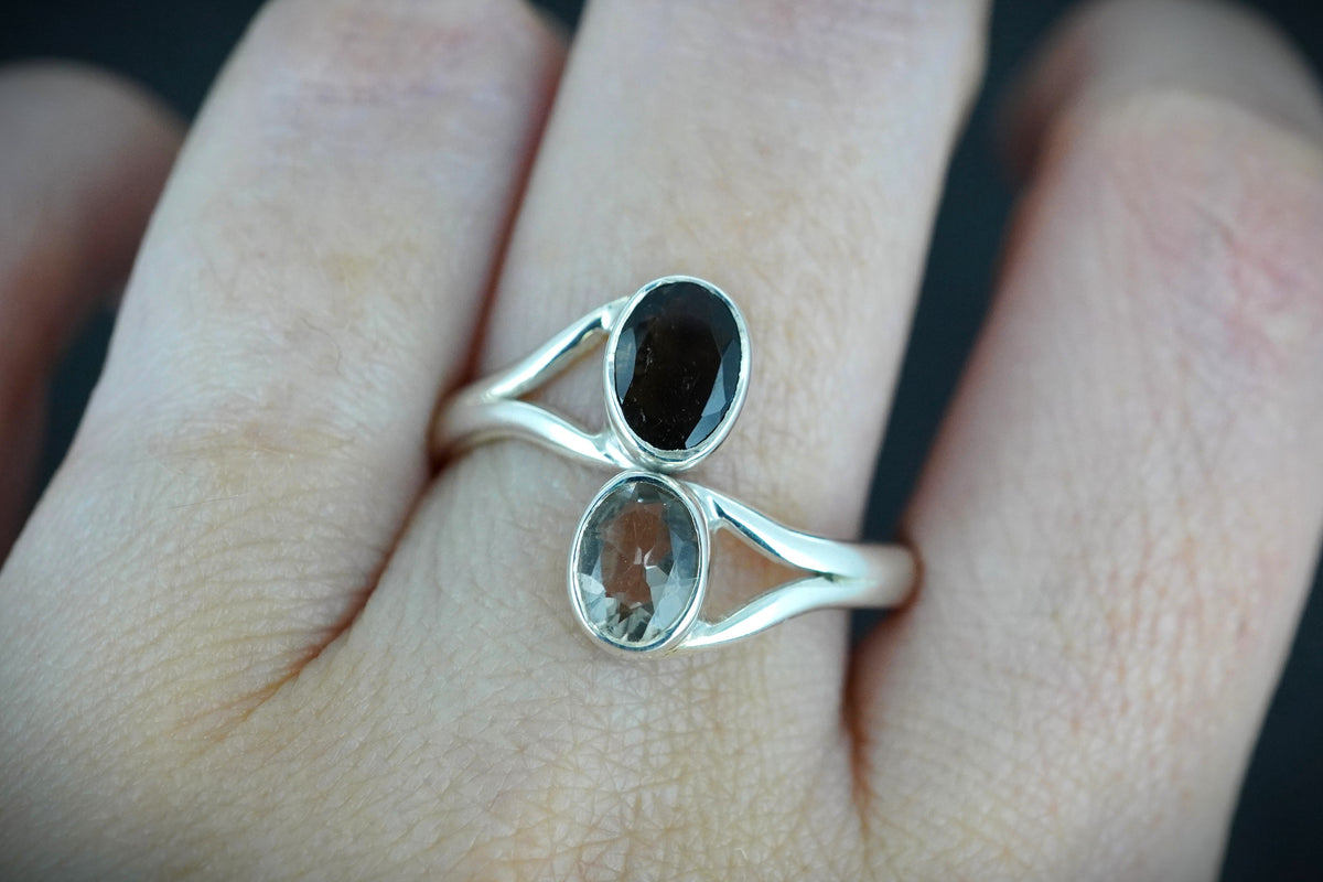 Cairngorm & Loch Tay Smoky Quartz Two Stone Ring image 1