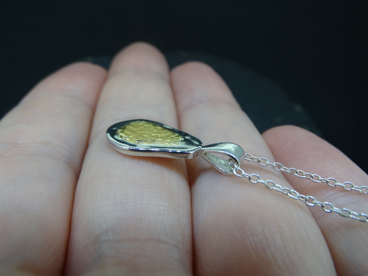 Large Gold Nugget Sterling Silver Pendant - 22x10mm image 2