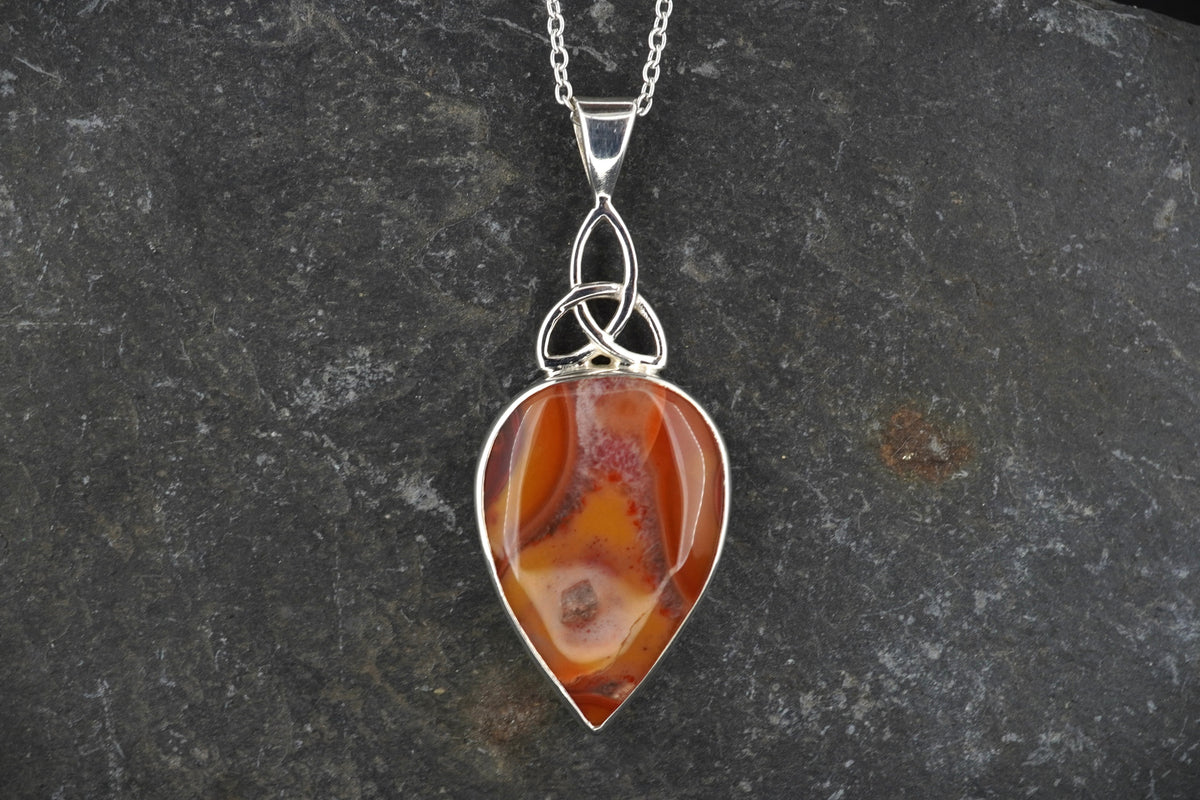 Burn Anne Agate Sterling Silver Celtic Pendant image 0