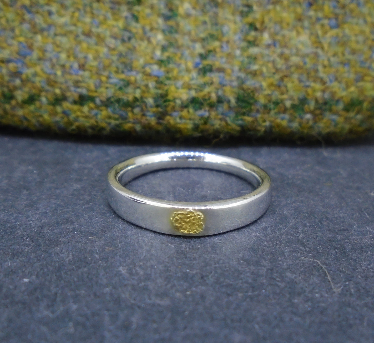 'Hers' Gold Nugget Sterling Silver Wedding Ring image 4