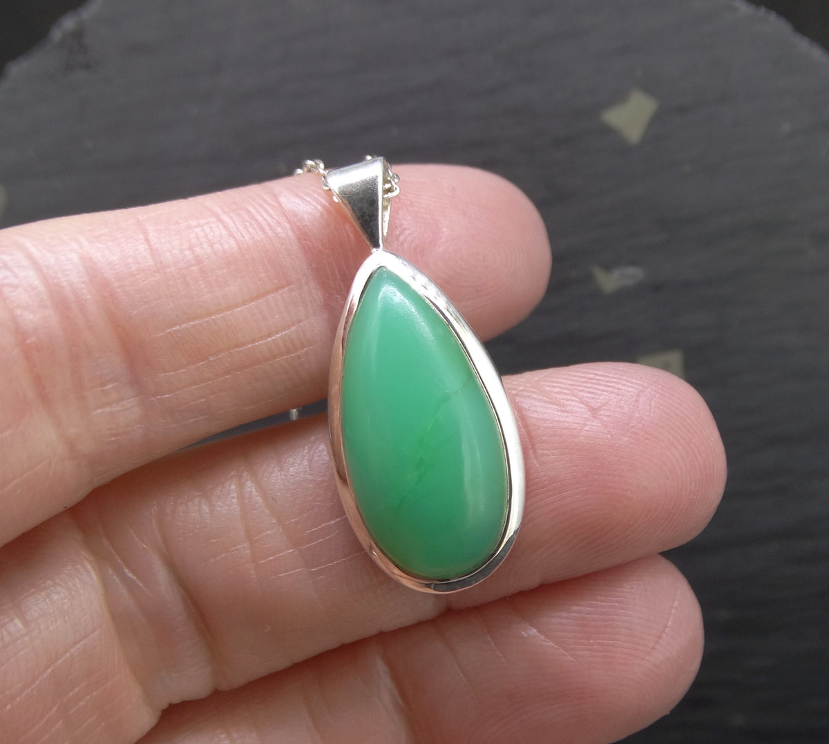 Jelly Chrysoprase Sterling Silver Pendant image 3