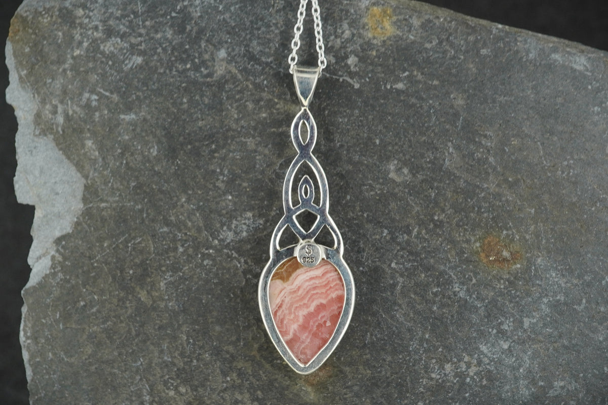 Rhodochrosite Sterling Silver Celtic Pendant image 4