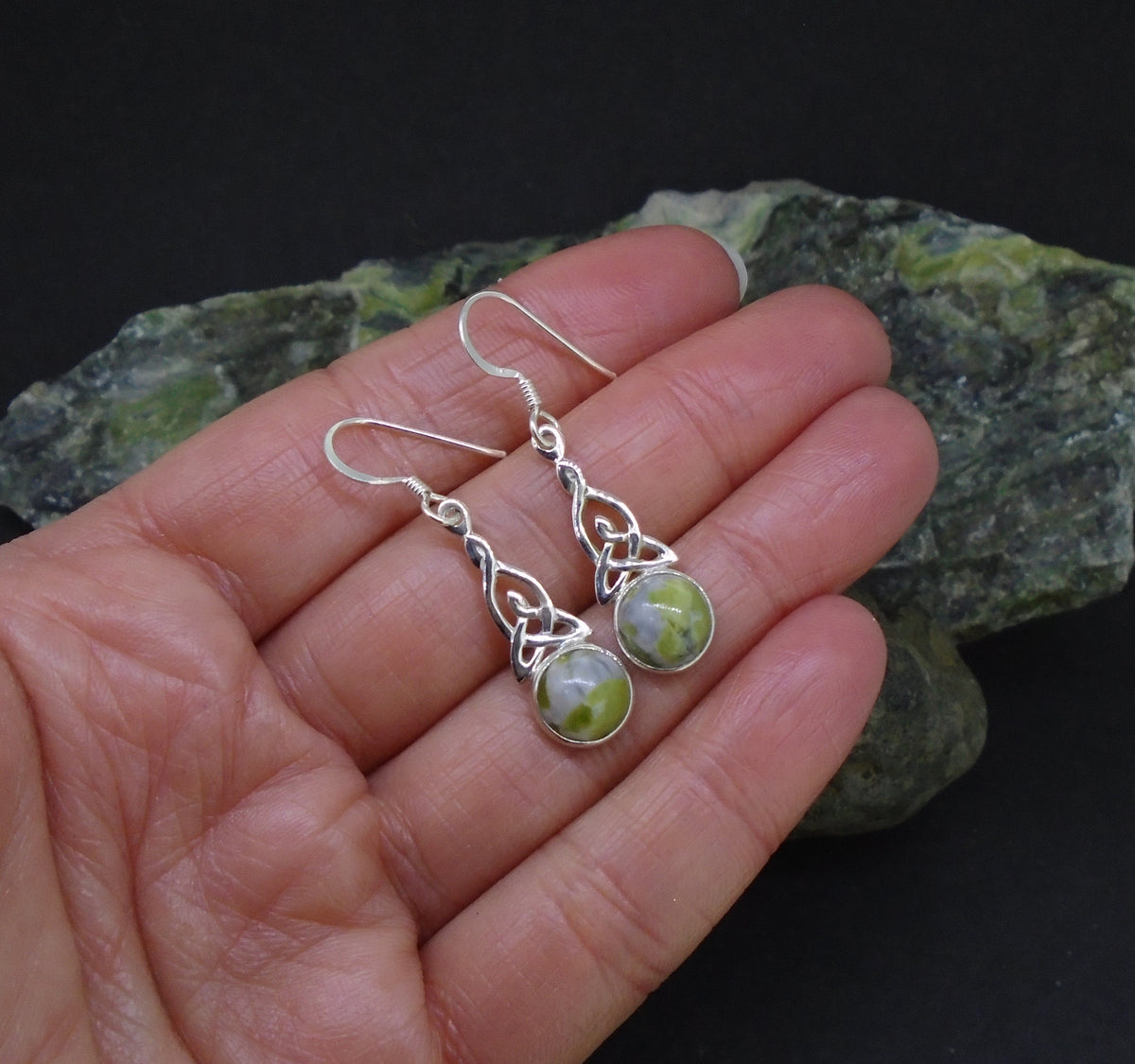 Iona Marble Celtic Knot Sterling Silver Earrings image 1