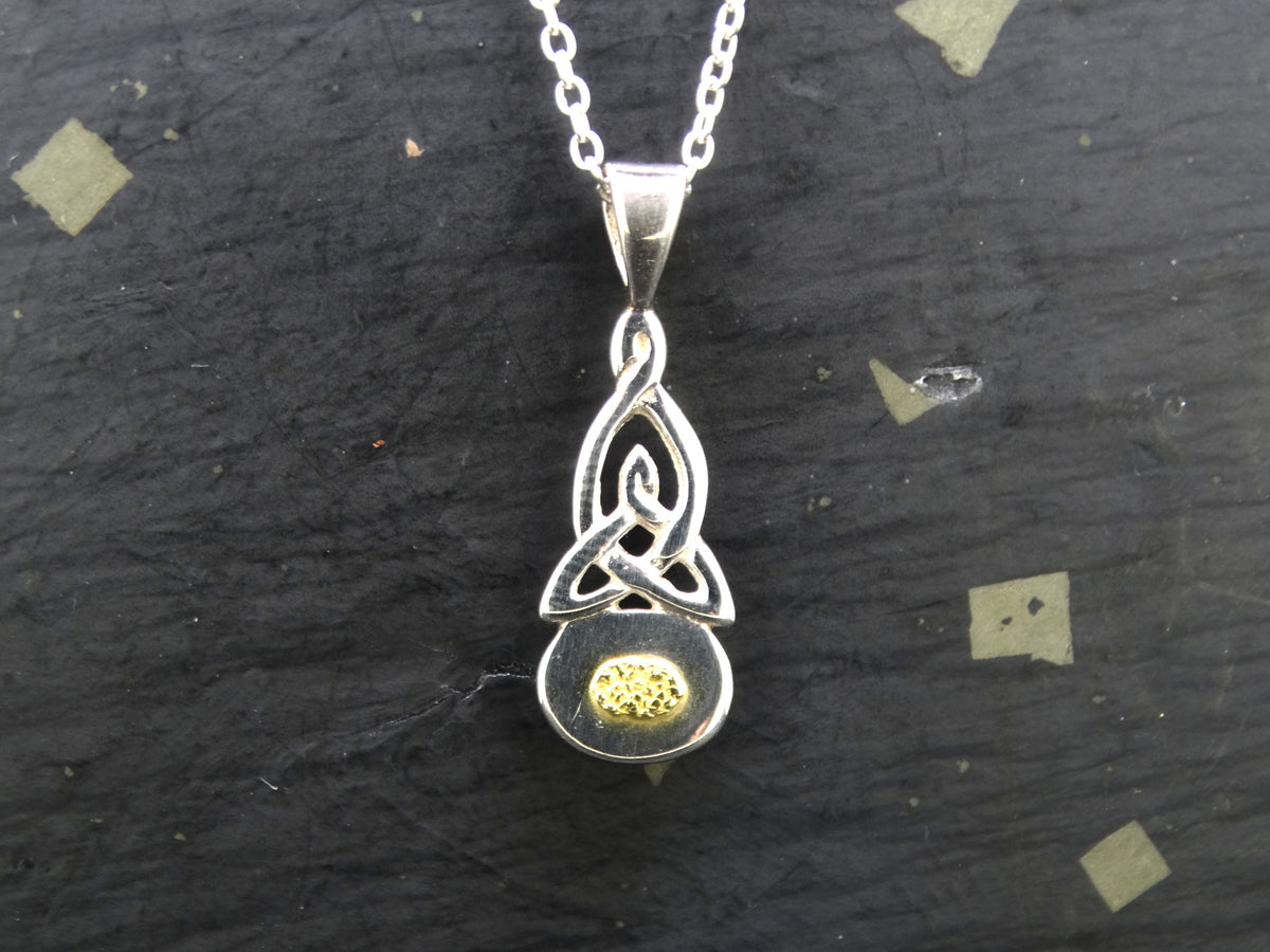 Gold Nugget Celtic Sterling Silver Pendant image 0