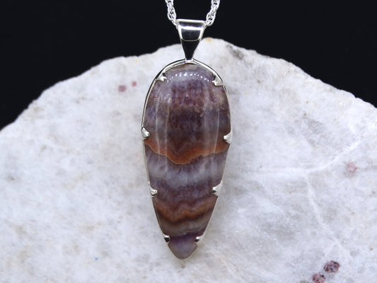 Swiss Amethyst Agate Banded Sterling Silver Pendant image 0
