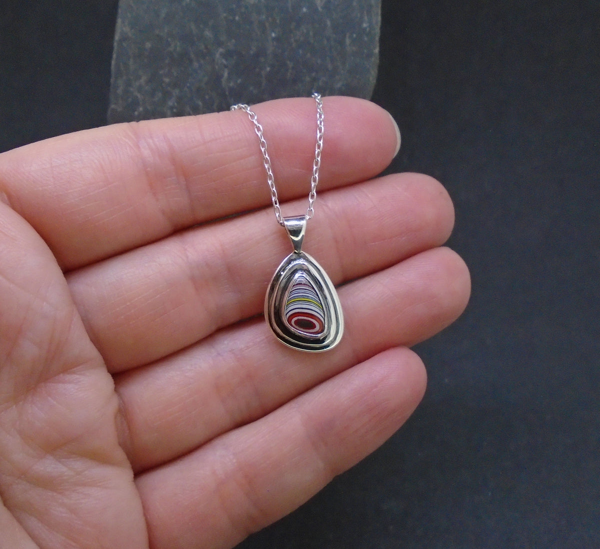 Fordite Sterling Silver Pendant image 1