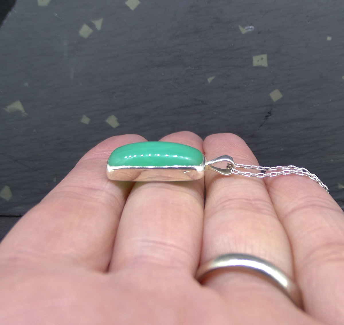 Jelly Chrysoprase Sterling Silver Pendant image 2