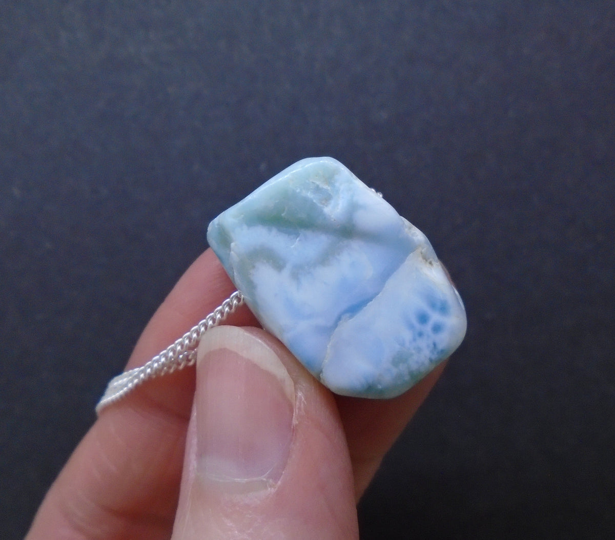 Larimar Nugget with Sterling Silver Chain image 5
