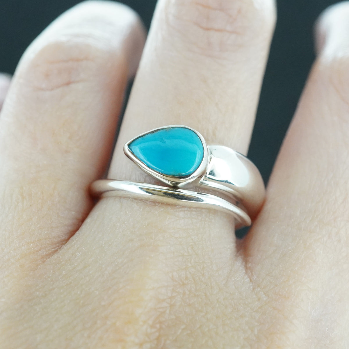 Rare Bisbee Turquoise Sterling Silver Wrap Ring image 4