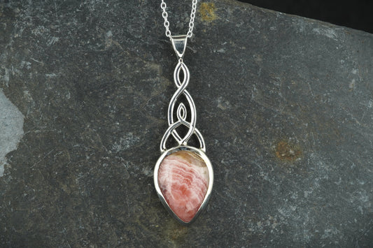 Rhodochrosite Sterling Silver Celtic Pendant image 0