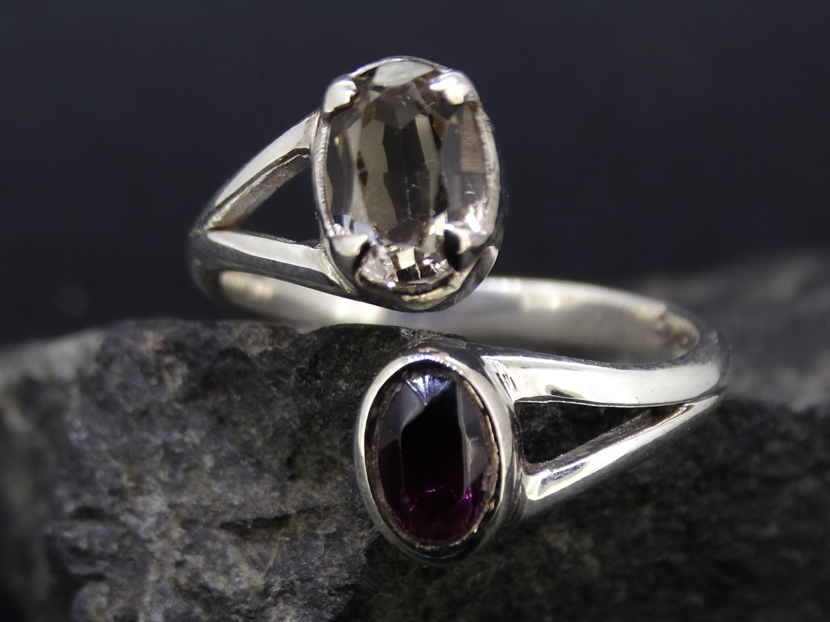 Rhodolite Garnet and Quartz Sterling Silver Adjustable Ring image 0