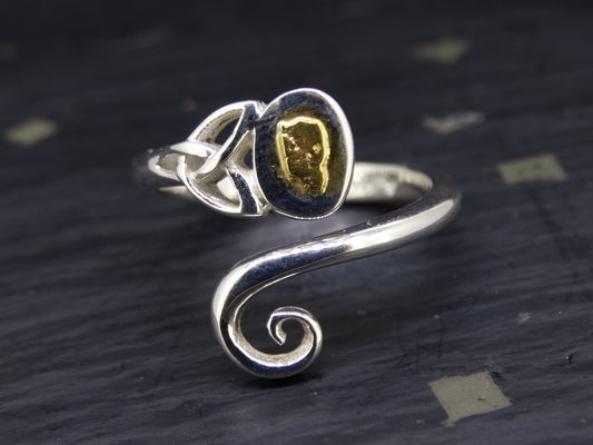 Gold Nugget Sterling Silver Celtic Wrap Ring image 0