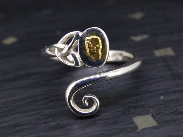 Gold Nugget Sterling Silver Celtic Wrap Ring image 0