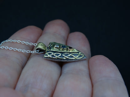 Fancy Trillion Scottish Sapphire, Elie Ruby and Diamond Pendant image 4