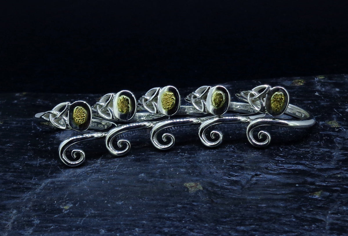 Gold Nugget Sterling Silver Celtic Wrap Ring image 5