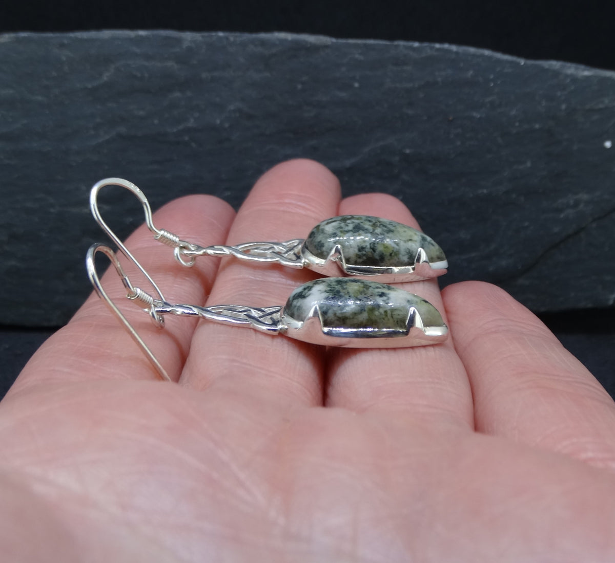 Preseli Bluestone Sterling Silver Celtic Earrings image 2