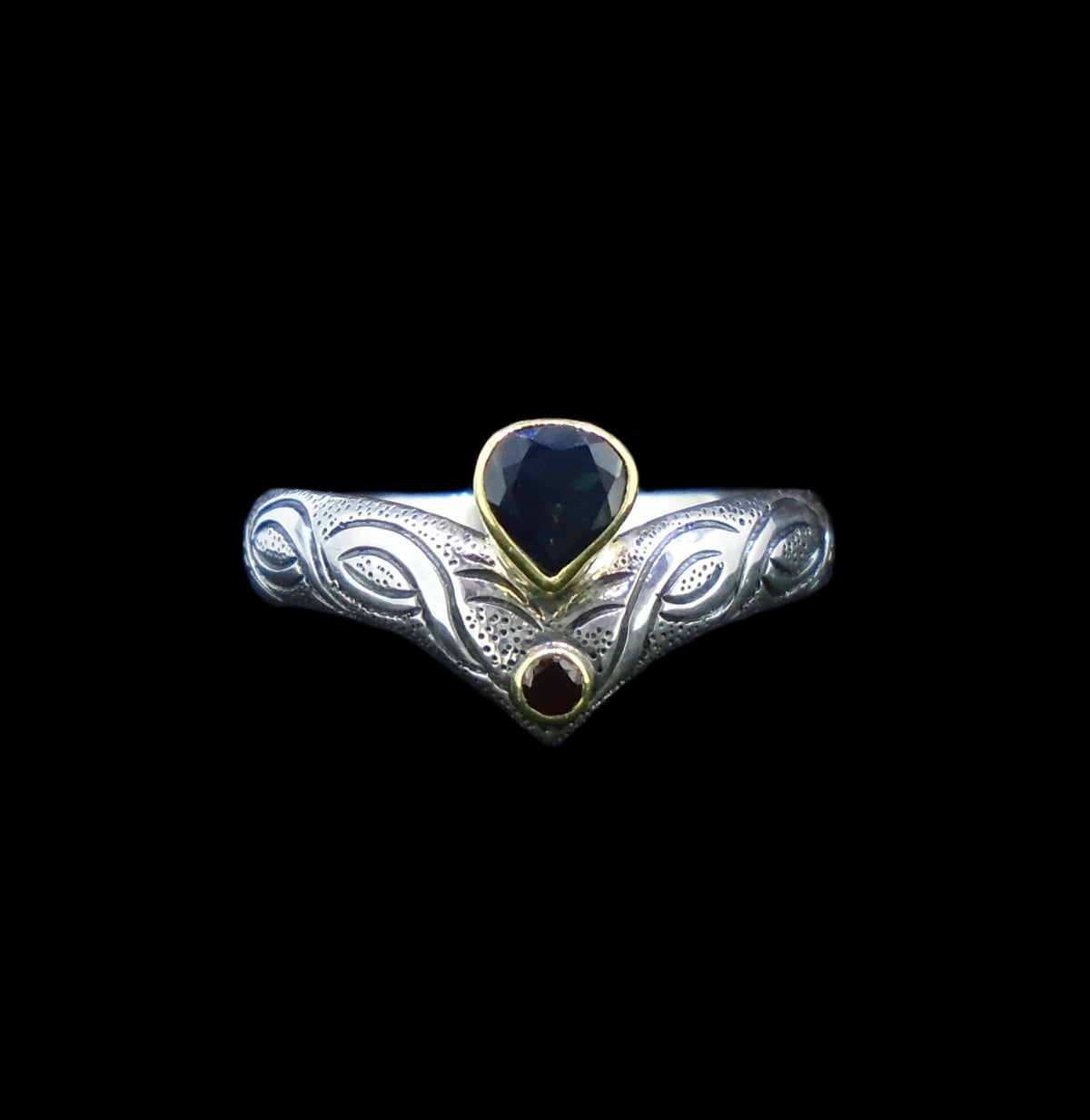 Isle of Lewis Sapphire & Elie Ruby in 18ct Scottish Gold & Sterling Silver Ring image 8