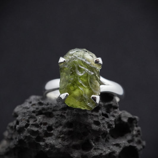 Moldavite Sterling Silver Ring image 0