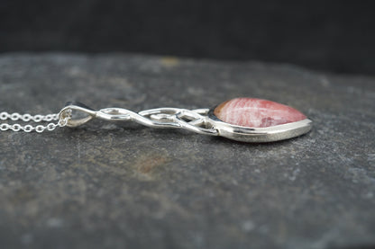 Rhodochrosite Sterling Silver Celtic Pendant image 2
