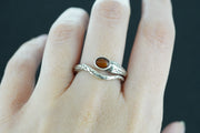Amber Sterling Silver Serpent Ring image 1