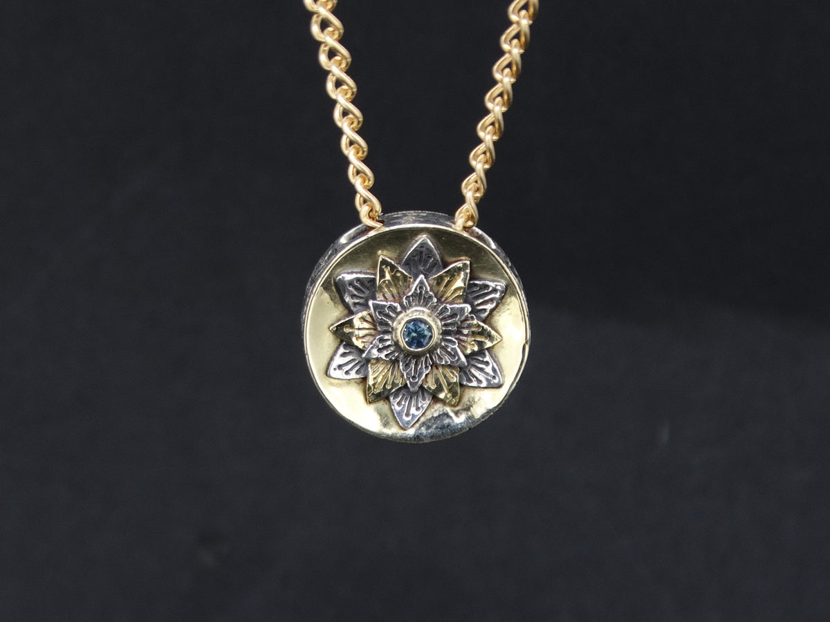 Scottish Sapphire Flower Pendant with 14ct Scottish Gold and 925 Sterling Silver image 2