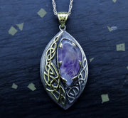 'Jera' Scottish Amethyst, on a Scottish Gold & Sterling Silver Pendant image 0