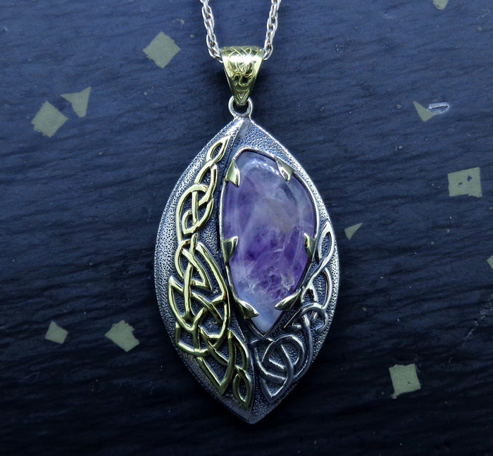 'Jera' Scottish Amethyst, on a Scottish Gold & Sterling Silver Pendant image 0