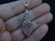 Rose Quartz Sterling Silver Celtic Knot Pendant image 1