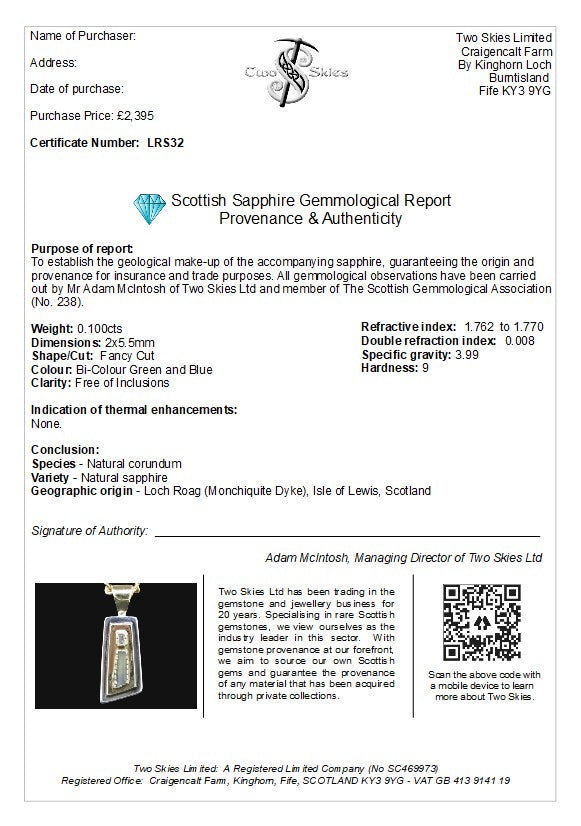 Bi-Colour Scottish Sapphire and Diamond Pendant with 14ct Scottish Gold image 5