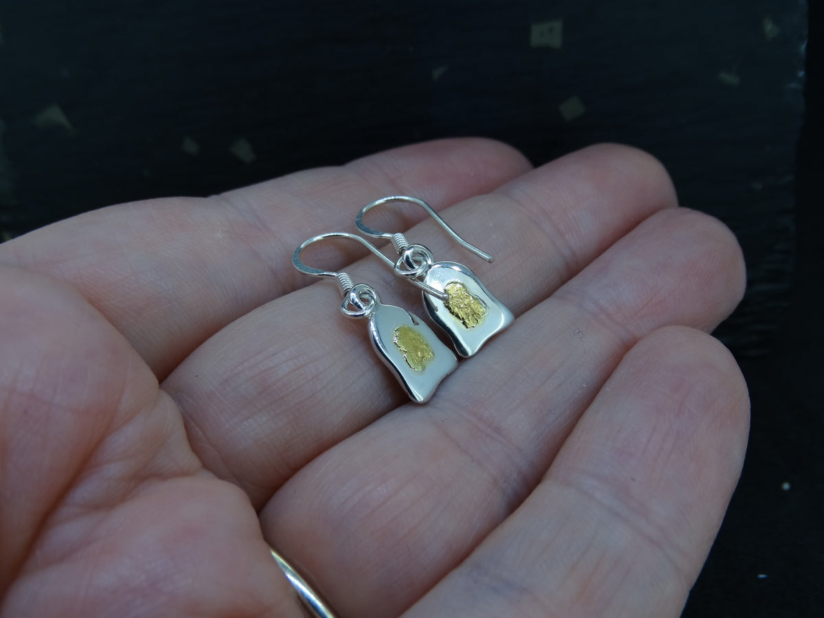 Gold Nugget Sterling Silver Drop Earrings - 10x6mm image 2