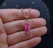 Rare Tugtupite Gemstone 18ct Gold & Sterling Silver Pendant image 1