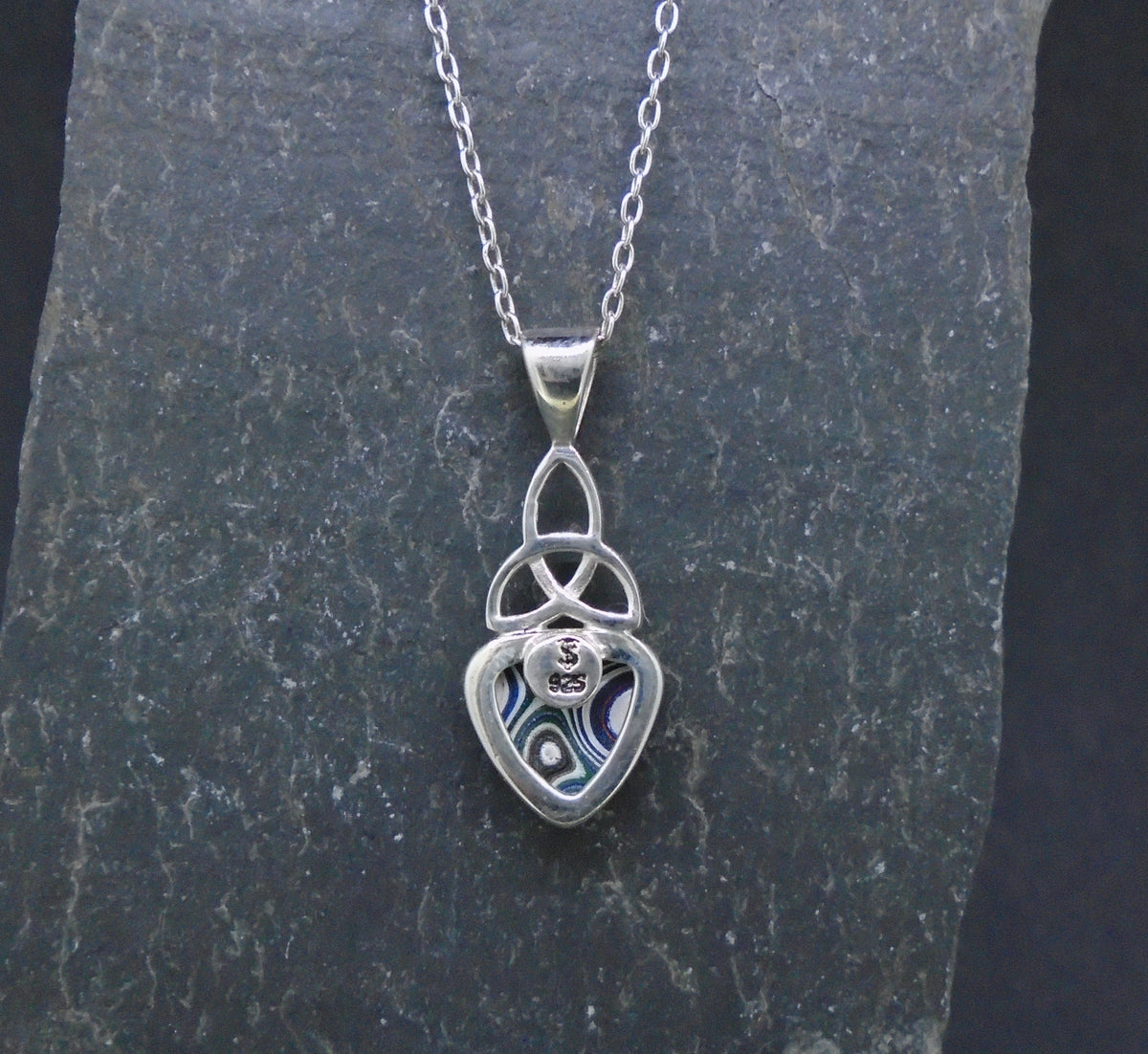 Fordite Sterling Silver Celtic Pendant image 5