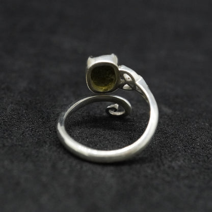 Moldavite Sterling Silver Celtic  Ring image 4