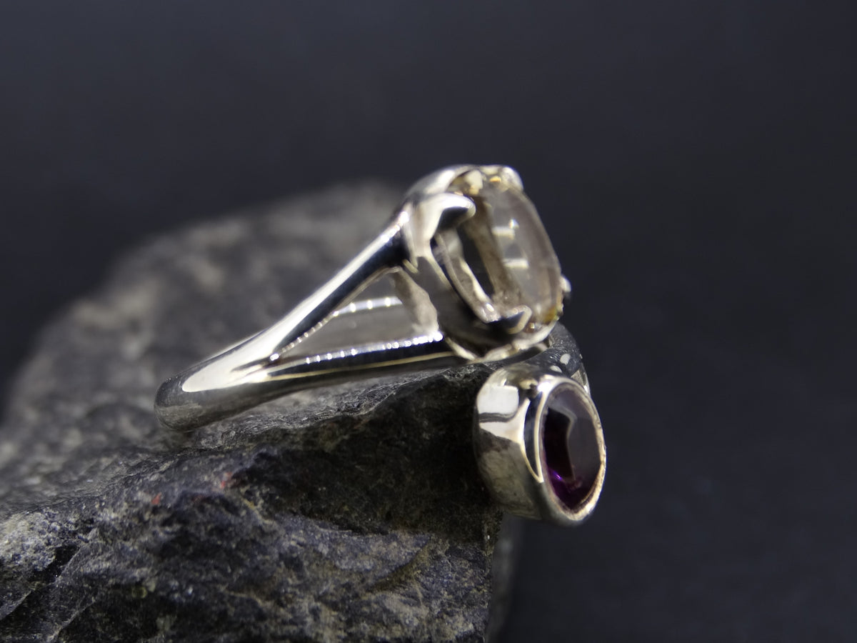 Rhodolite Garnet and Quartz Sterling Silver Adjustable Ring image 3
