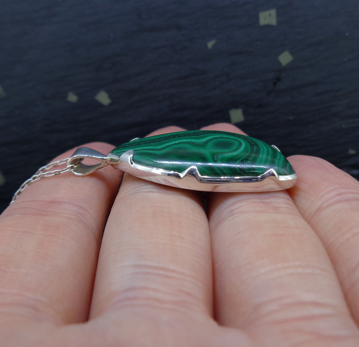 Malachite Sterling Silver Pendant image 2