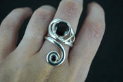 Cairngorm Quartz & Black Sapphire Sterling Silver Spiral Ring image 1