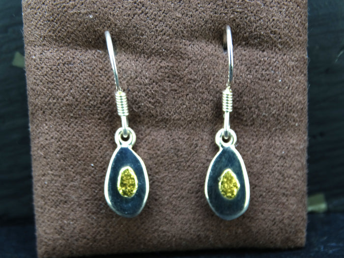Gold Nugget Sterling Silver Drop Earrings - 11x6mm image 0