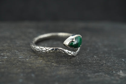 Malachite Sterling Silver Adjustable Serpent Ring image 3